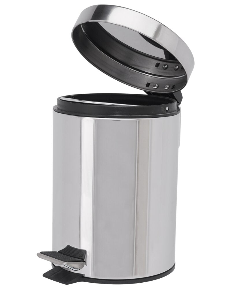 Elegant Badeværelses-Toiletsæt i Rustfrit Stål - 3 Liter Pedalspand og Toiletbørste