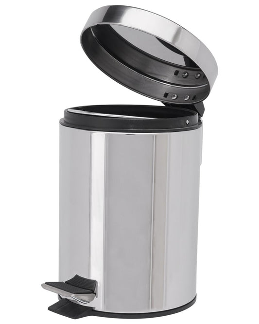 Elegant Badeværelses-Toiletsæt i Rustfrit Stål - 3 Liter Pedalspand og Toiletbørste