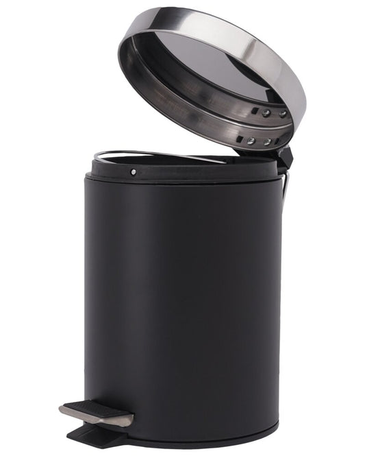 Elegant Sort Badeværelses-Toiletsæt - 3 Liter Pedalspand og Toiletbørste