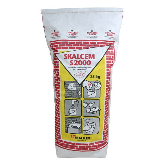 SKALFLEX Skalcem S2000 - Indfarvet Vandskuringspuds på Cementbasis - Størrelse: 25 kg, Farve: Hvid
