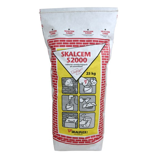 SKALFLEX Skalcem S2000 - Indfarvet Vandskuringspuds på Cementbasis - Størrelse: 25 kg, Farve: Hvid