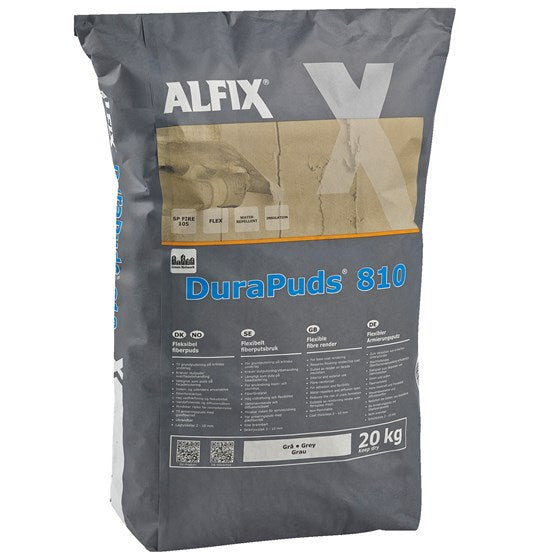 ALFIX DuraPuds 810 - Holdbar Cementbaseret Puds til Facadeisolering - Størrelse: 20 kg Farve: Grå