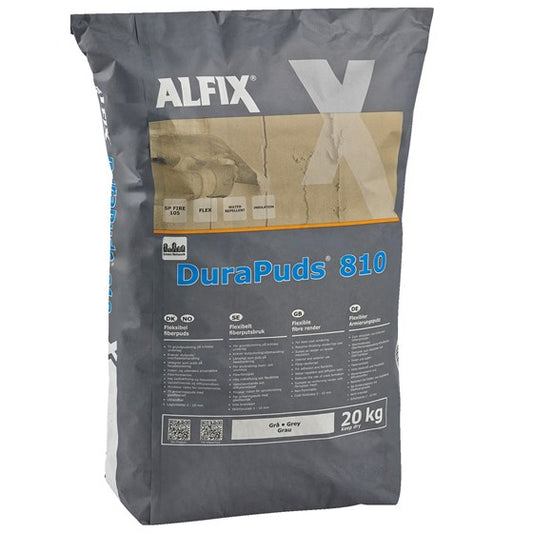 ALFIX DuraPuds 810 - Holdbar Cementbaseret Puds til Facadeisolering - Størrelse: 20 kg Farve: Grå