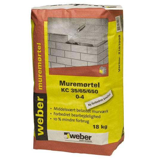WEBER Bakke/Muremørtel KC 35/65/650 0-4 mm - Størrelse: 18 kg