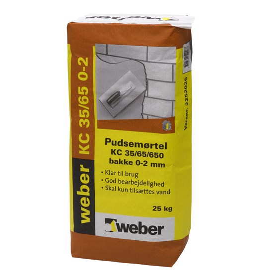 Weber Pudsemørtel KC 35/65/65 0-2 mm - Kvalitetsmørtel til pudseopgaver - Størrelse: 25 kg