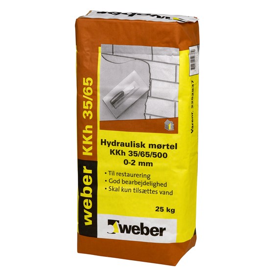 WEBER Hydraulisk Pudsemørtel Bakke 35/65/500 0-2 mm - Restaurerings- og Pudsemørtel - Størrelse: 25 kg Farve: Grå