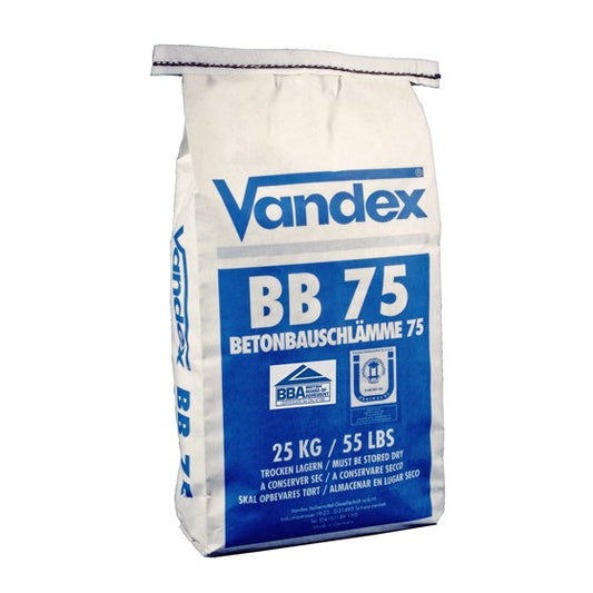 Effektiv VANDEX BB75 Vandtæt Mørtel til Beton og Murværk - Størrelse: 25 kg Farve: Grå