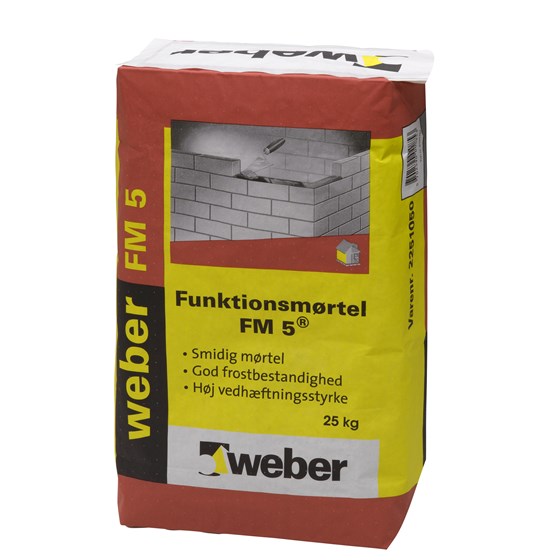WEBER FM5 Funktionsmørtel - Fabriksfremstillet Tørmørtel til Muring og Fugning - Størrelse: 25 kg Farve: Ufarvet