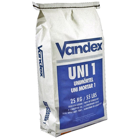 VANDEX Uni 1 Mørtel til Vandtætte Reparationer og Pudslag - Størrelse: 25 kg Farve: Grå