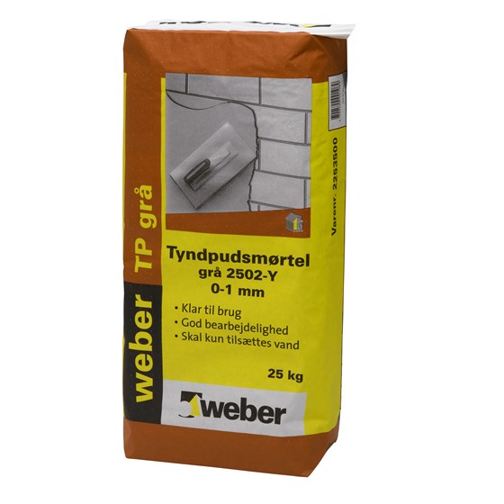 WEBER Tyndpudsmørtel 0-1 mm - Slutpuds og Pudsemørtel - Størrelse: 25 kg, Farve: Grå
