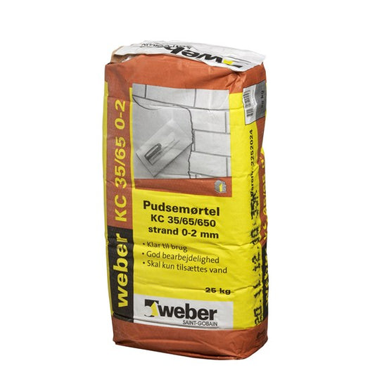 WEBER Pudsemørtel Strand 35/65/650 0-2 mm: Velegnet til Pudsning og Fugning- Størrelse: 25 kg