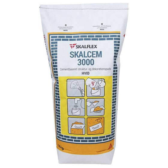 SKALFLEX Skalcem 3000 25 kg Hvid: Hvid slutpuds/tyndpuds med diskret struktur