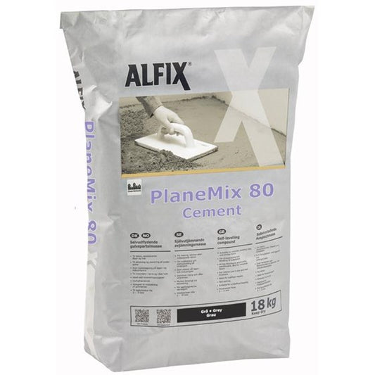 ALFIX PlaneMix 80: Hurtighærdende Støbemasse til Gulve - Størrelse: 18 kg Farve: Grå