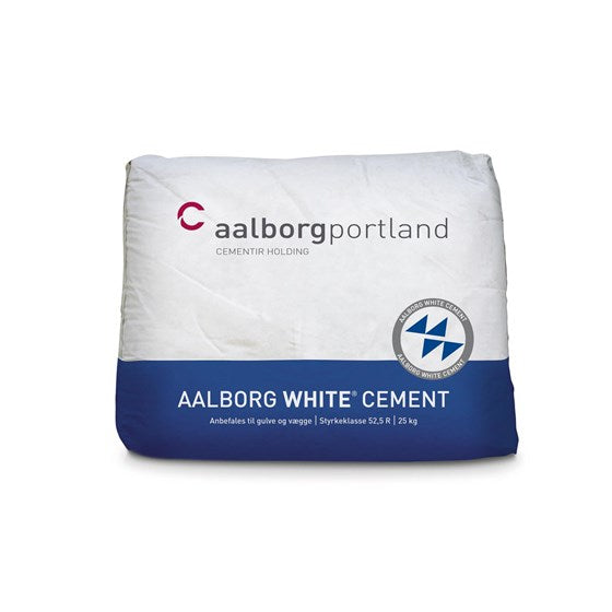 AALBORG PORTLAND Hvid Cement - Styrkeklasse 52,5 R med Høj Sulfatbestandighed - Størrelse: 25 kg Farve: Hvid