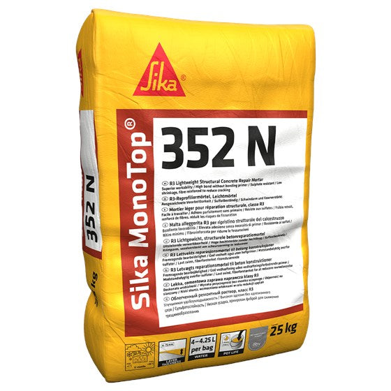 SIKA MonoTop®-352 N Reparationsmørtel: Fiberforstærket og Lavt Svind - Størrelse: 25 kg Farve: Grå