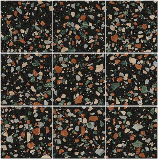 Terrazzo Multidrop Black 20x20 – Eksklusiv sort terrazzo flise til gulv & væg | Flisebutik.dk