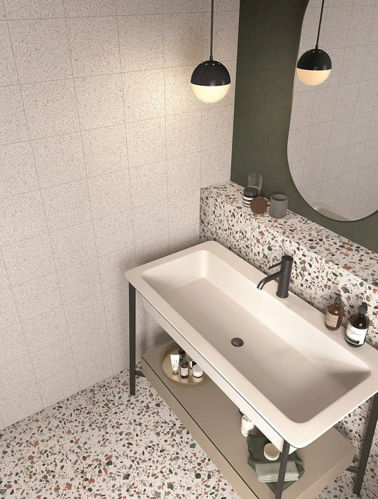 Hvid terrazzo flise 20x20 – Stilfuldt & holdbart valg til gulv & væg