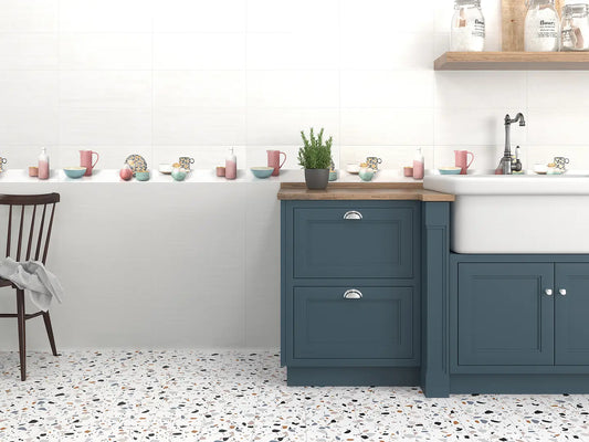 Mat terrazzo flise 20x20 – Perfekt til badeværelse, køkken & stue